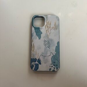 iPhone 13 Phone Case Blue and Gold Hard Cover and Silicone Lining
